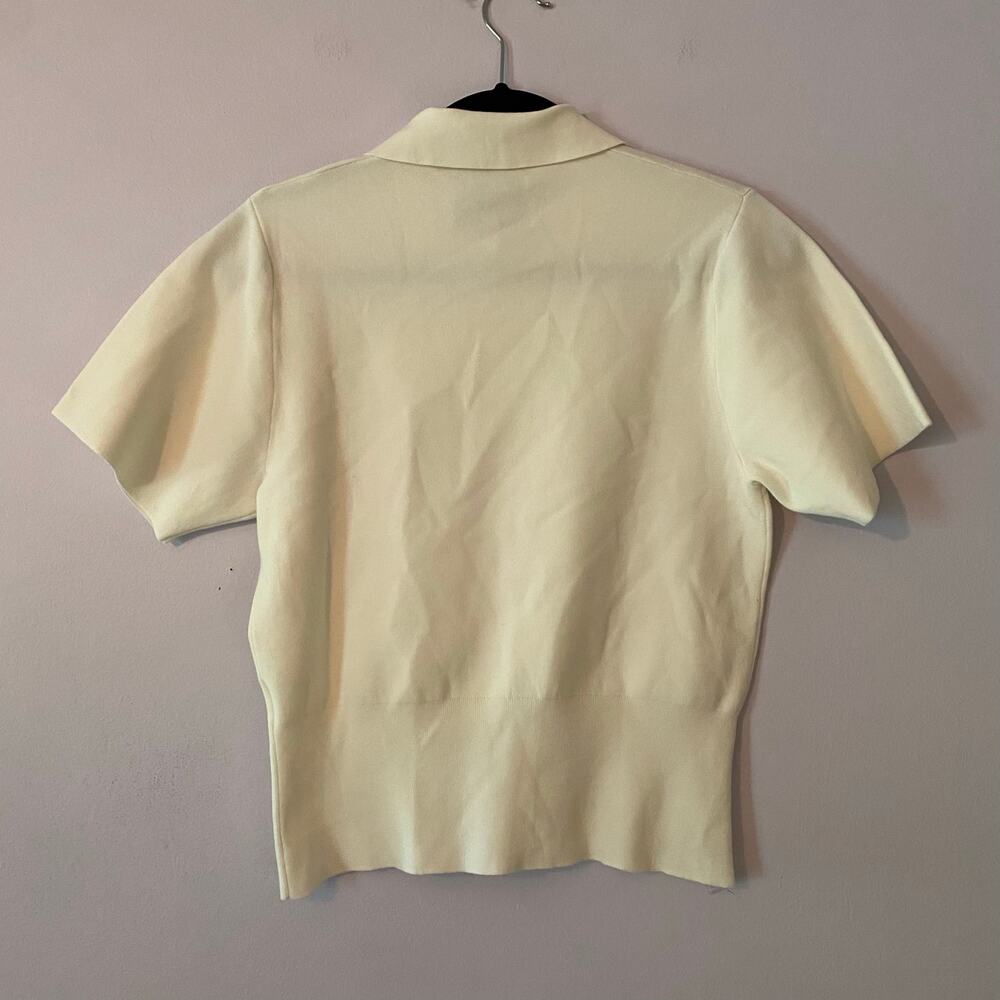 3.1 Phillip Lim Cream Preppy Sweater Shirt Collar Minimalist Stretchy Small - Picture 6 of 9